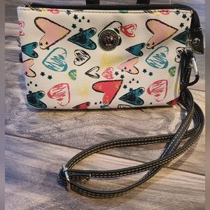 Stone Mountain Co Accessory Purse w/ three pockets , colorful hearts